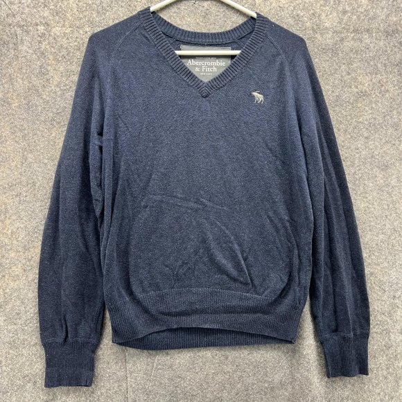 Abercrombie & Fitch Sweater Men Small Adult Blue Navy Sweatshirt V Neck Outdoors - Picture 1 of 12
